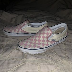 Checkered Vans slip ons